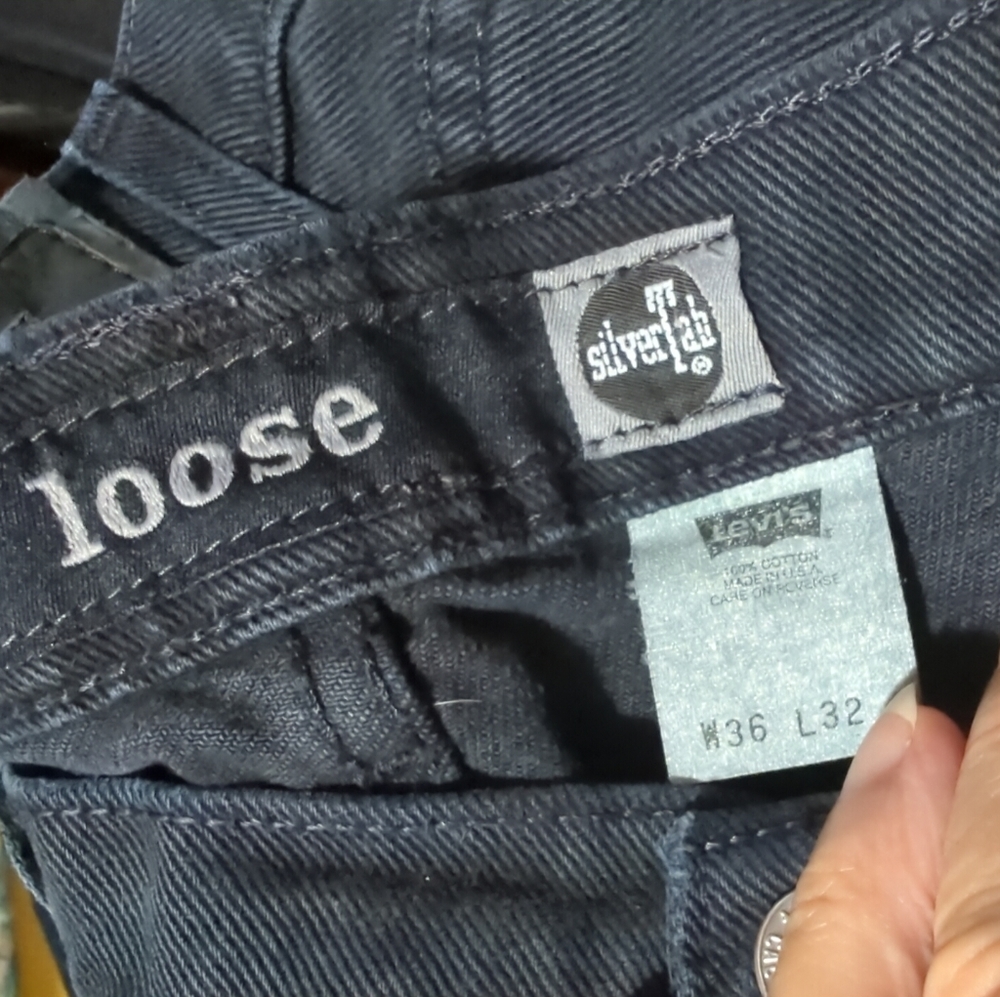 Levis's VTG Silver Tab Loose Fit Black Denim Jeans Rare Find 36X32